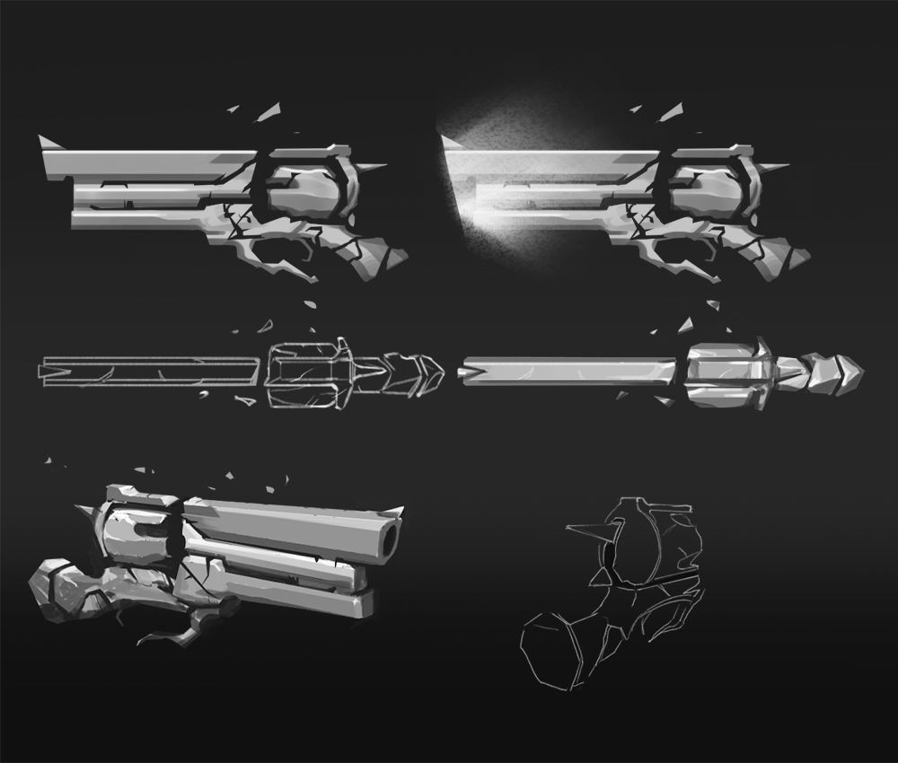 Weapon design for the Soulslinger from Othercide